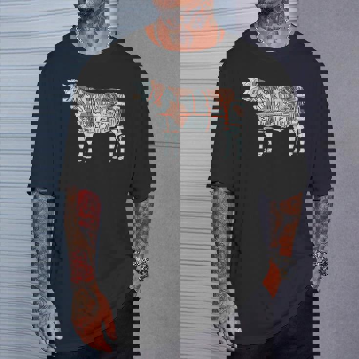 牛肉の部位 面白いtシャツ 焼肉 Bbq 牛 グルメ メンズ おもしろ 面白い 服 オリジナル グッズ ネタ イラスト Tシャツ 彼への贈り物