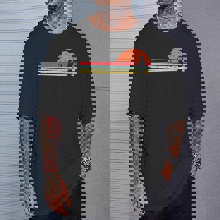 男 釣り サンセット レトロ アングリング フィッシャーマン アングラー メンズ ギフト Tシャツ 彼への贈り物