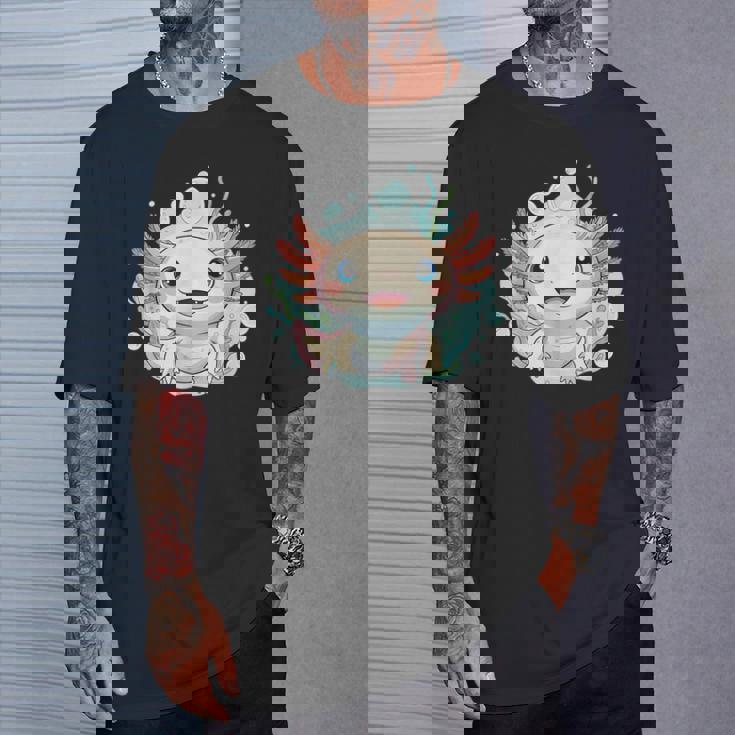 笑顔のaxolotl カワイイかわいい水中漫画 Tシャツ 彼への贈り物