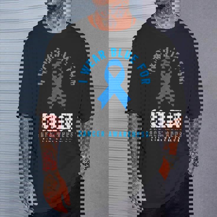 結腸直腸癌 I Wear Blue For Colon Cancer Awareness Tシャツ 彼への贈り物