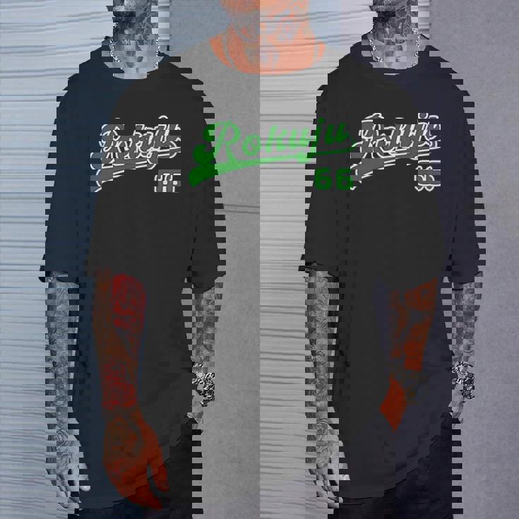 緑寿祝い 野球 野球好き 野球ユニフォーム風 Rokuju 文字 父 母 男性 女性 66歳 誕生日 前後プリント 長袖tシャツ Tシャツ 彼への贈り物