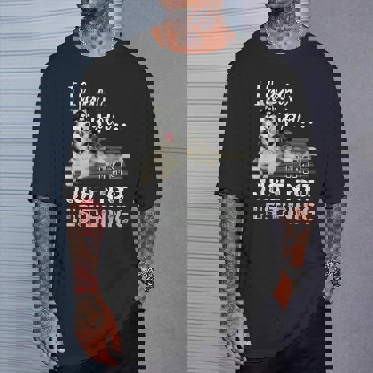 聞こえてるよ聞いていないだけだシベリアンハスキー恋人 Tシャツ 彼への贈り物