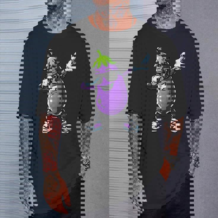 茄子を軽くたたく面白い野菜ギフト ナス付き Tシャツ 彼への贈り物