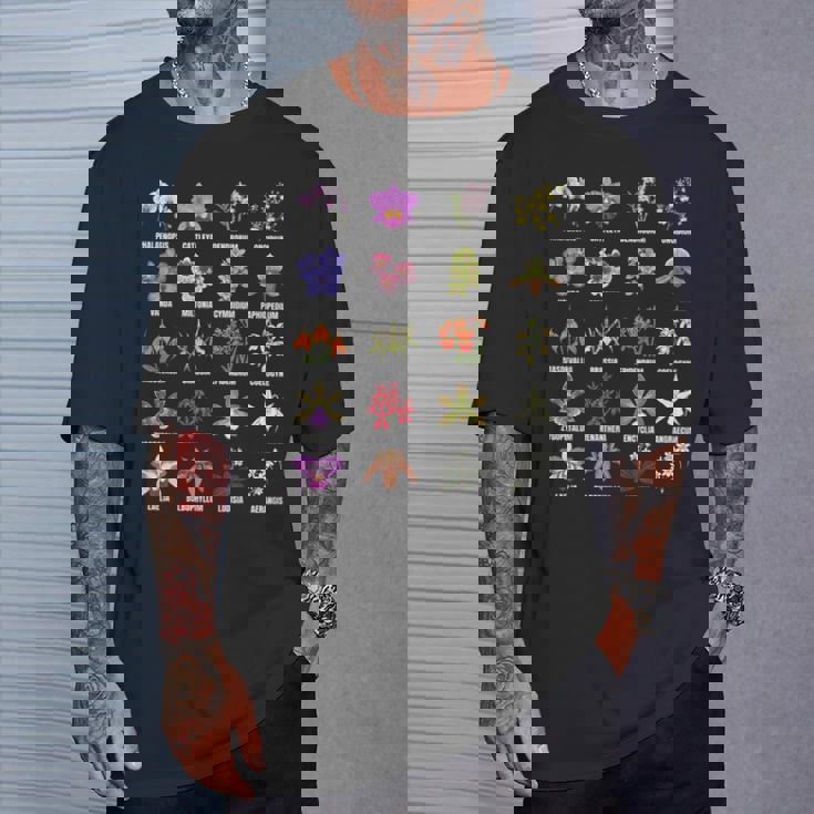 蘭の花の種類植物チャートガイド Tシャツ 彼への贈り物