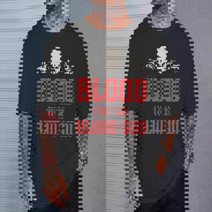 邪悪な頭蓋骨の血 血神 地獄の魔王 長袖tシャツ Tシャツ 彼への贈り物
