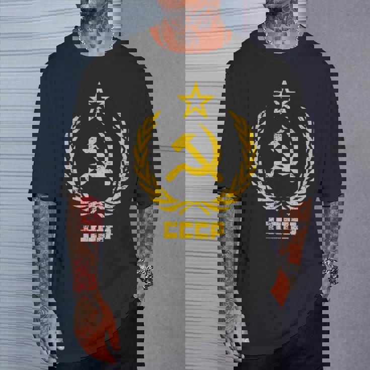 鎌と槌の星cccpソビエト連邦 長袖tシャツ Tシャツ 彼への贈り物