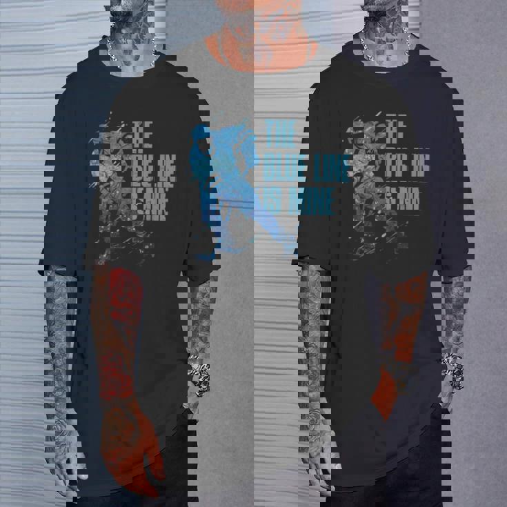 青い線は私のもの アイスホッケー Tシャツ 彼への贈り物