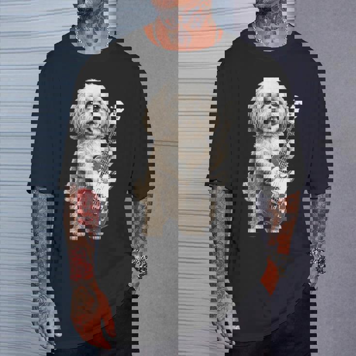 面白いtシャツ シーズー 犬 ギター イヌ メンズ 犬好き グッズ かわいい おもしろ 面白い 服 ネタ Tシャツ 彼への贈り物