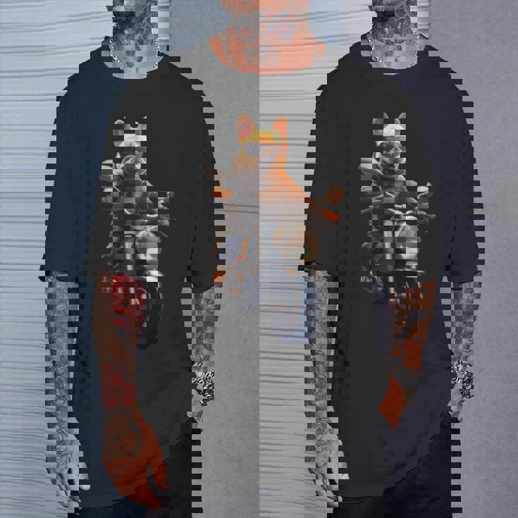 面白いtシャツ フレンチブルドッグ バイク イヌ メンズ 犬好き グッズ おもしろ 面白い 服 ネタ 長袖tシャツ Tシャツ 彼への贈り物