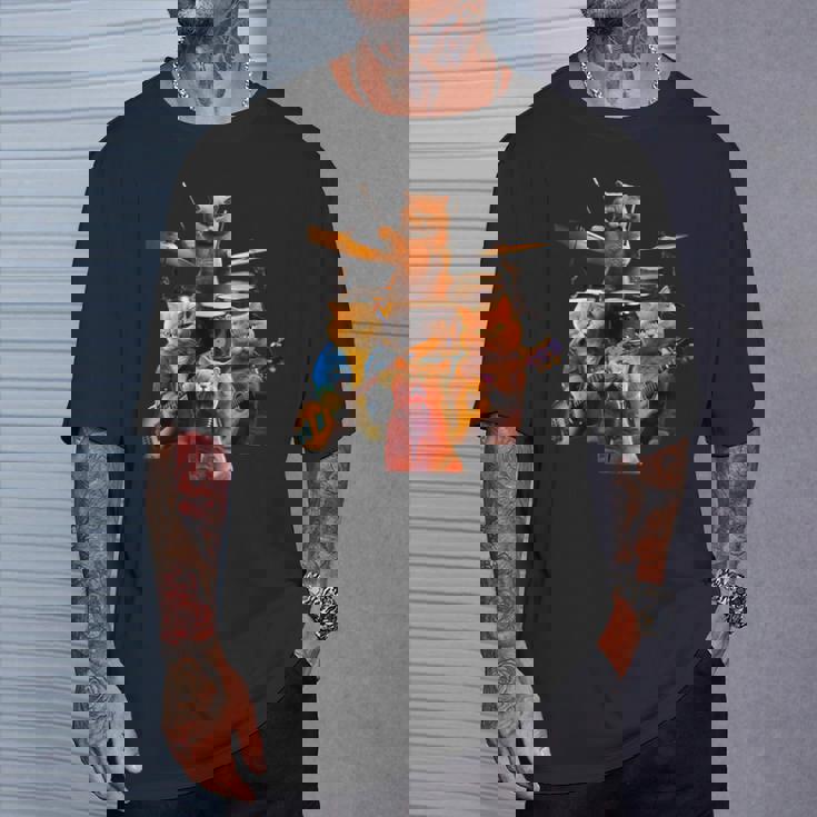 面白いtシャツ 猫 ネコ ギター バンド メンズ 猫好き グッズ おもしろ 面白い 服 ネタ にゃんこ Tシャツ 彼への贈り物