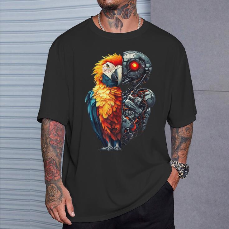 面白いオウムロボット動物愛好家サイボーグオウムロボット Robot Parrot Lover Cyborg Ai Tシャツ 彼への贈り物