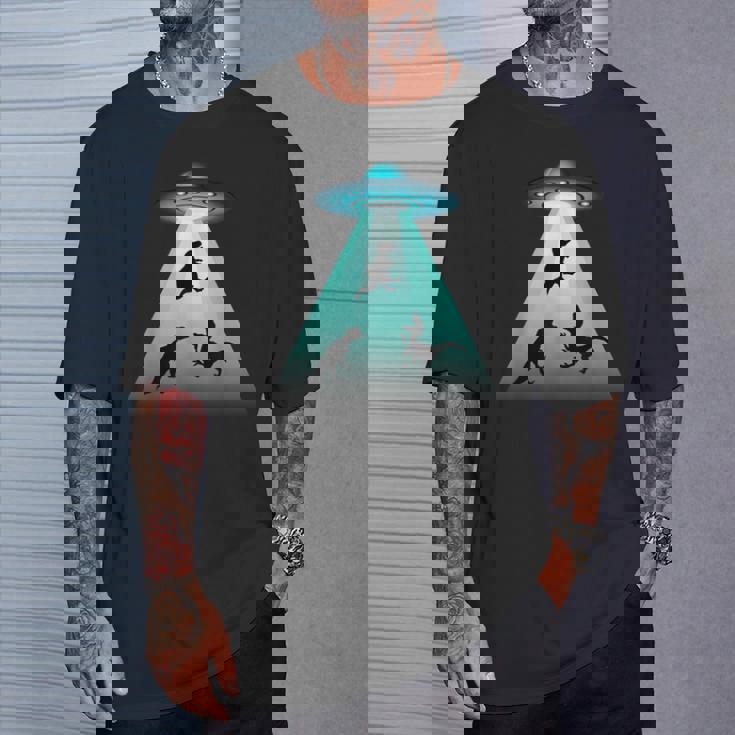 面白いヴィンテージエイリアン恐竜愛好家誘拐ギフト 大人キッズ Tシャツ 彼への贈り物