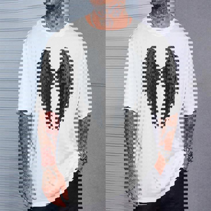 Alas De Ángel Negras En La Parte Camiseta unisex Regalos para él