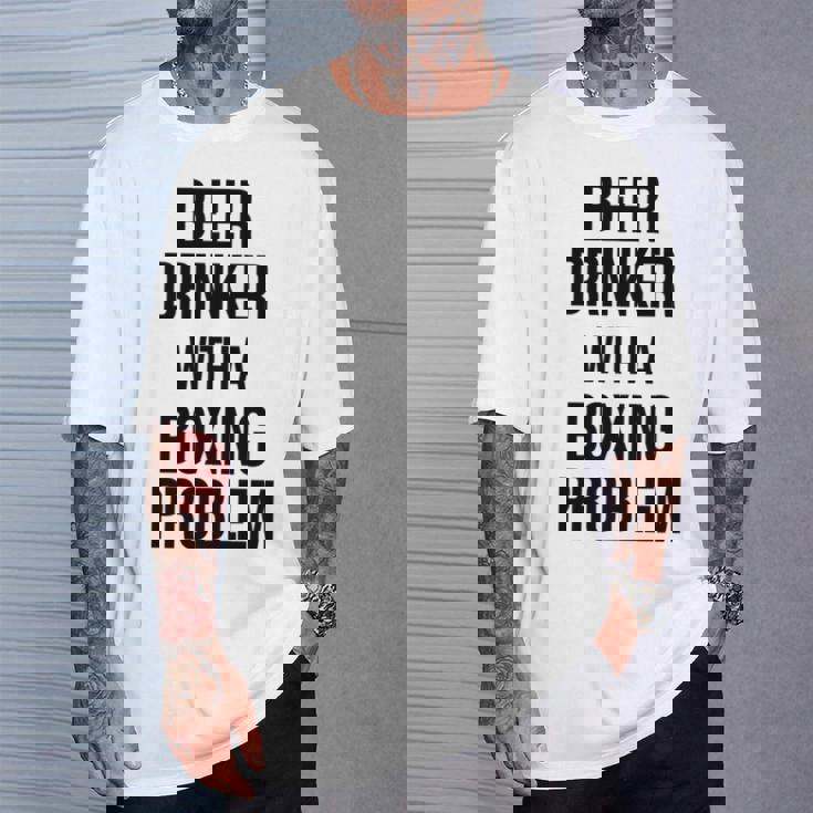 Beer Drinker With A Boxing Problem おもしろワークアウトボクサー 長袖tシャツ Tシャツ 彼への贈り物