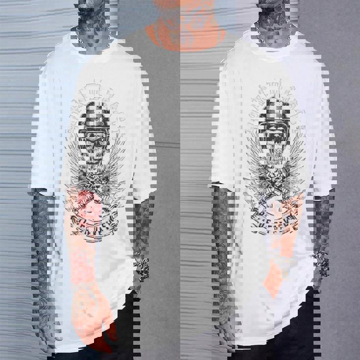 Born To Race Ride Forever スカルバイカーデザイン Tシャツ 彼への贈り物