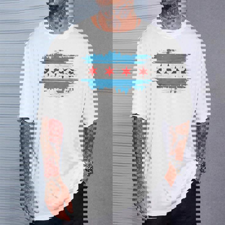 De La Bandera De Chicago Mapas De Chicago De Chicago Camiseta unisex Regalos para él