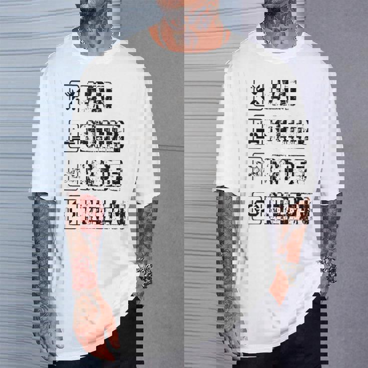 Eatleep Ride Repeat オートバイ バイク モーターサイクリスト 格言 Tシャツ 彼への贈り物