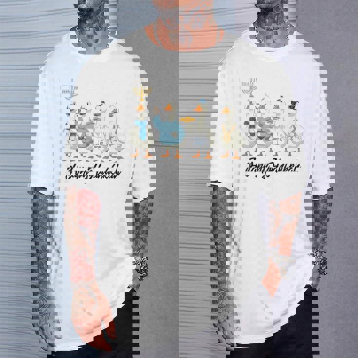 Hanukkah Goose Happy Hanukkah Menorah Dreidel Jewish T-Shirt Gifts for Him