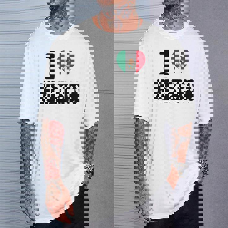 I Love Mexico ハートフラッグ レトロ 旅行 お土産 Tシャツ 彼への贈り物