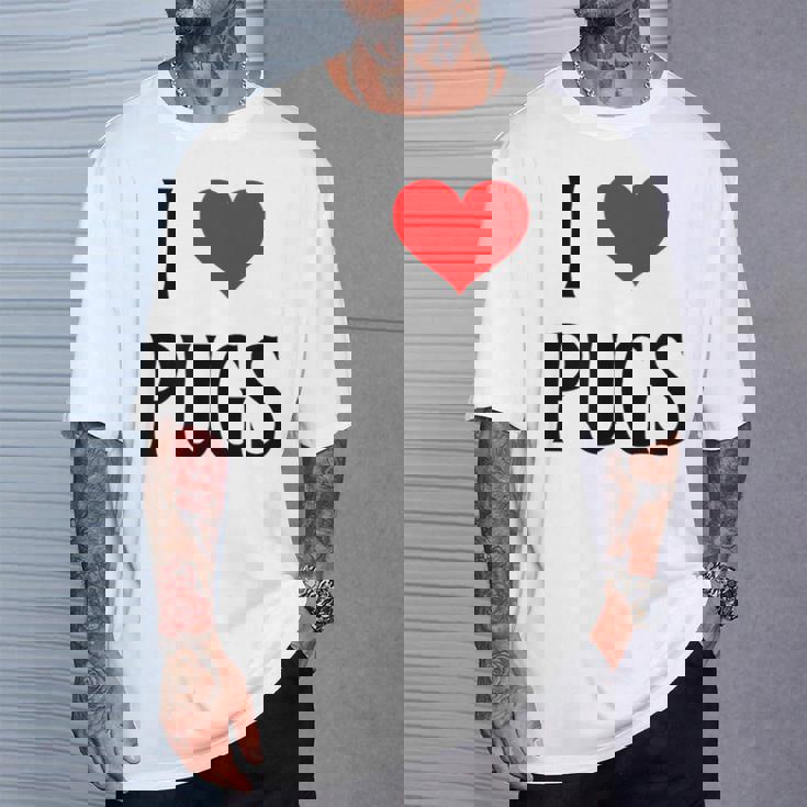 I Love Pugs I Heart Pugs Dog Lover Pet Puppy Dog Pug Tシャツ 彼への贈り物