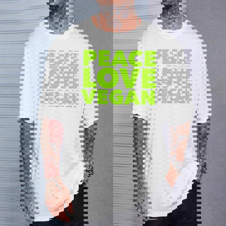 Peace Loveegan クール ベジタリアンとビーガン Tシャツ 彼への贈り物