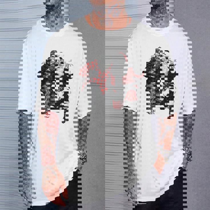 Santa And Bigfoot Rock Christmas Sasquatch Believe T-Shirt Gifts for Him