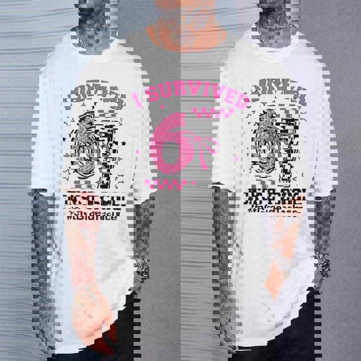 I Survived 67 Days Leopard Checkered 6 7 5th Grade Teacher T-Shirt Gifts for Him