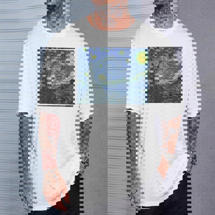 【バックプリント・背中側】ゴッホ／星月夜【世界の名画】高精細画質 フィンセント・ファン・ゴッホ 美術館アート Tシャツ 彼への贈り物