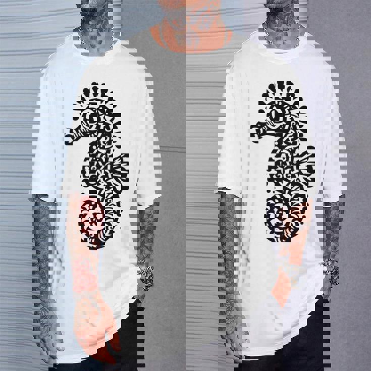 かわいいタツノオトシゴ ポリネシア トライバル マオリ柄 タツノオトシゴ 長袖tシャツ Tシャツ 彼への贈り物