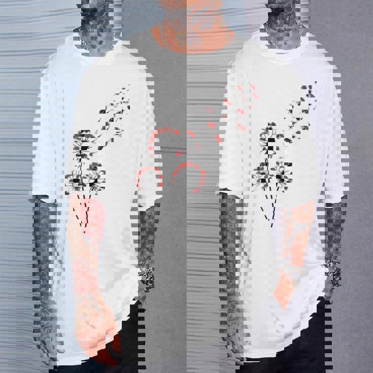 てんとう虫愛好家のためのフラワータンポポてんとう虫シャツ Tシャツ 彼への贈り物