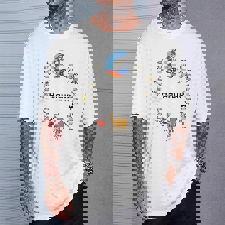 みんな大好きハシビロコウ 動かない鳥 はしび郎クラブtシャツ 絵しりとり遊び どうぶつ Zoo 長袖tシャツ Tシャツ 彼への贈り物