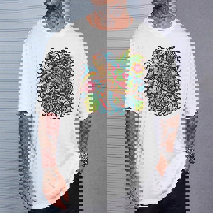 アロハ ウミガメ ハワイアン ホヌ フラワー ウェーブ オーシャン Tシャツ 彼への贈り物