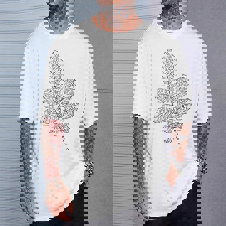 ウォールナットツリーリーフヴィンテージ植物学tシャツtシャツ Tシャツ 彼への贈り物