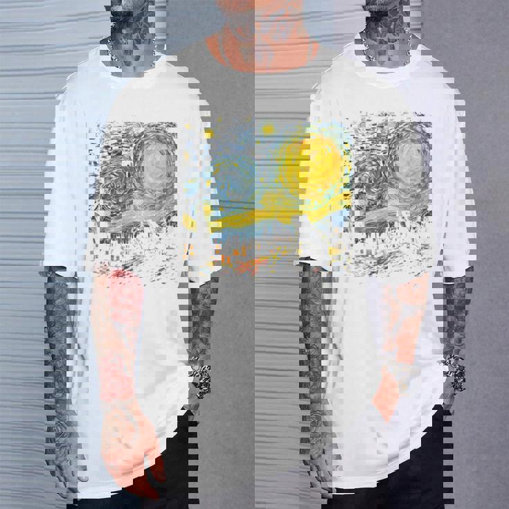 カエル 星月夜 面白い カエル ゴッホ 美的アート ミーム Tシャツ 彼への贈り物