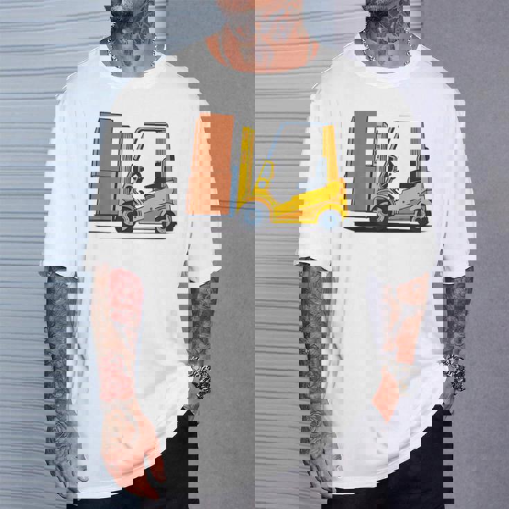 キッズ フォークリフト車両工事現場掘削機建設作業員 男の子 Tシャツ 彼への贈り物