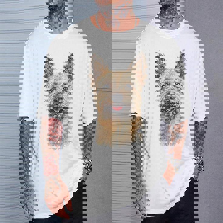 ケアンテリア 犬 グラフィック ペット アートワーク ケアンテリア Tシャツ 彼への贈り物