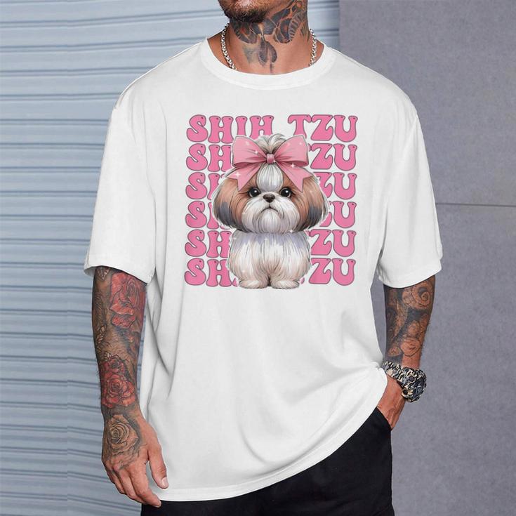 コケット 弓 シーズー 女の子 犬 ママ 母の日 ピンク Tシャツ 彼への贈り物
