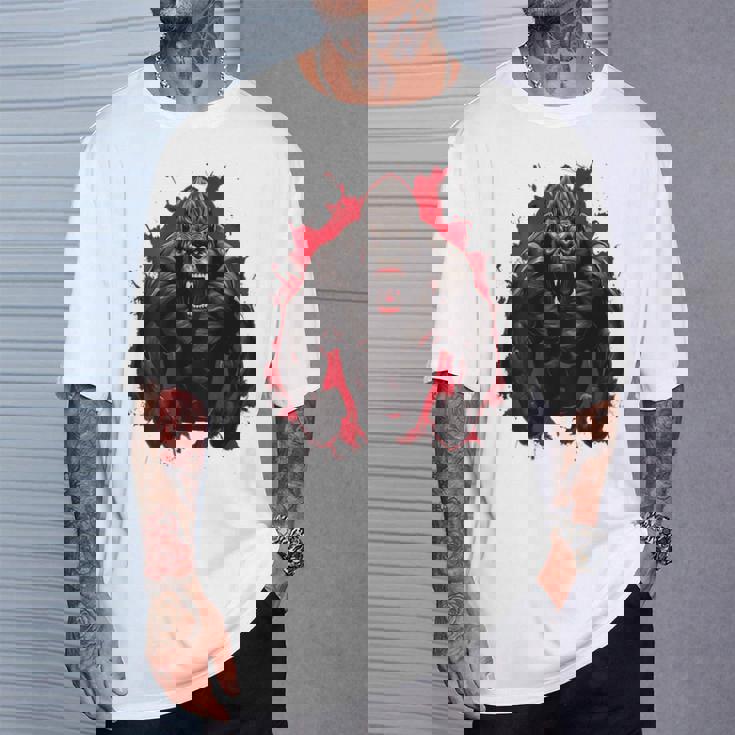 ゴリラ・ボディビル・ワークアウト バックプリント・ジム Tシャツ 彼への贈り物