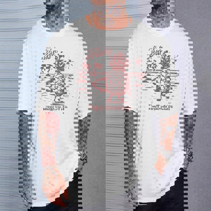 サーフィン パイナップル レトロ ビーチ ヤシの木 トロピカル 美学 Tシャツ 彼への贈り物