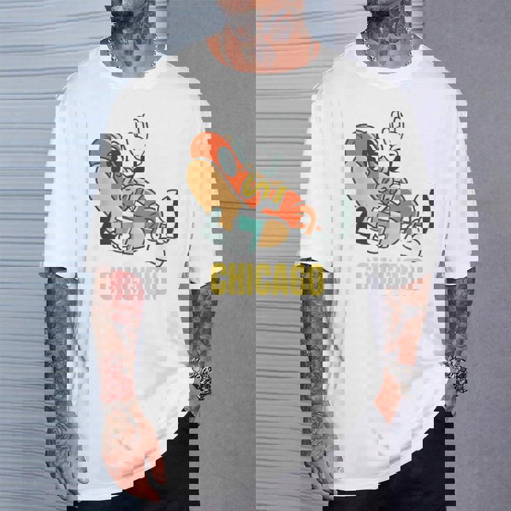 シカゴホットドッグ ストリートフード ホットドッグ マスタード付き Tシャツ 彼への贈り物