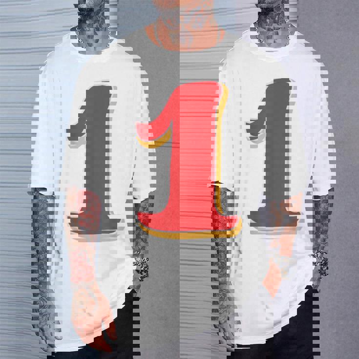 タイポグラフィ 第1番 数字 1 Tシャツ 彼への贈り物