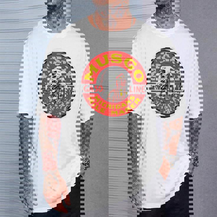 バックプリントのみ レトロ ヴィンテージ ガソリンスタンド ムスゴ ガソリンオイル Tシャツ 彼への贈り物