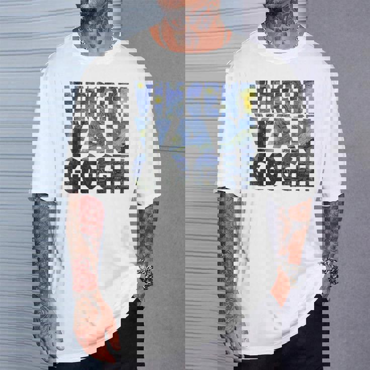 ヴィンセント・ヴァン・ゴッホ作「星月夜」 テキスト ミュージアムアート Tシャツ 彼への贈り物