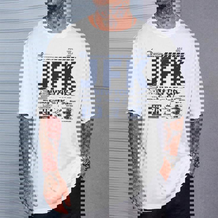 ヴィンテージ ニューヨーク Jfk 空港コード トラベルデイ レトロ Nyc 長袖tシャツ Tシャツ 彼への贈り物