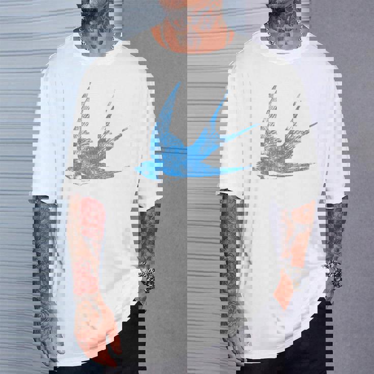 古びたツバメの青い鳥 シルエット 鳥 鳥 イラスト Tシャツ 彼への贈り物