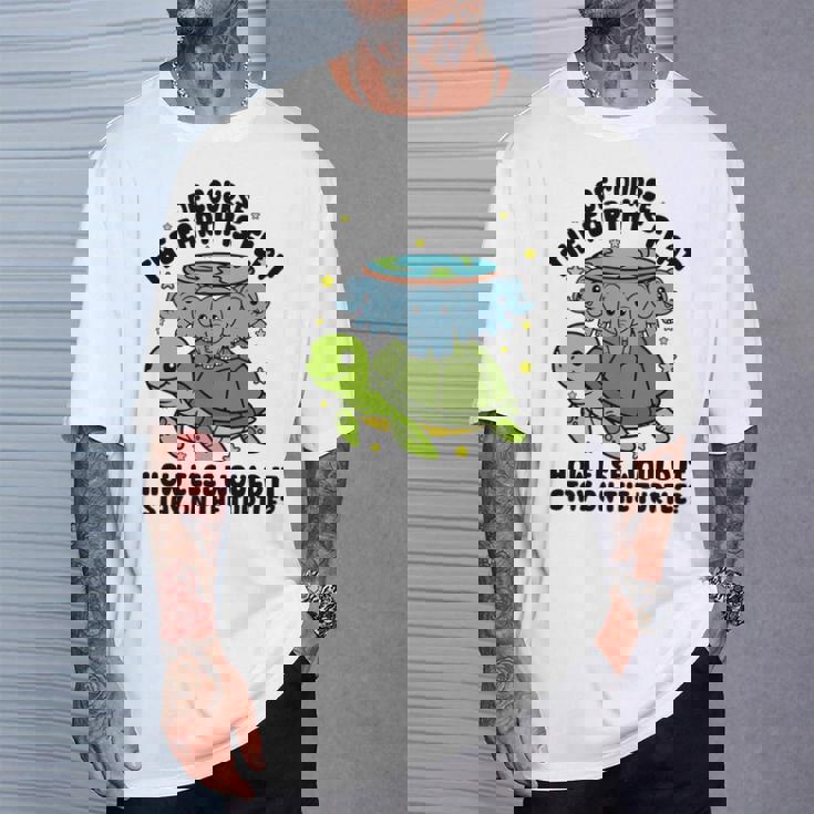 平らな地球協会 面白い陰謀論 亀の象 長袖tシャツ Tシャツ 彼への贈り物