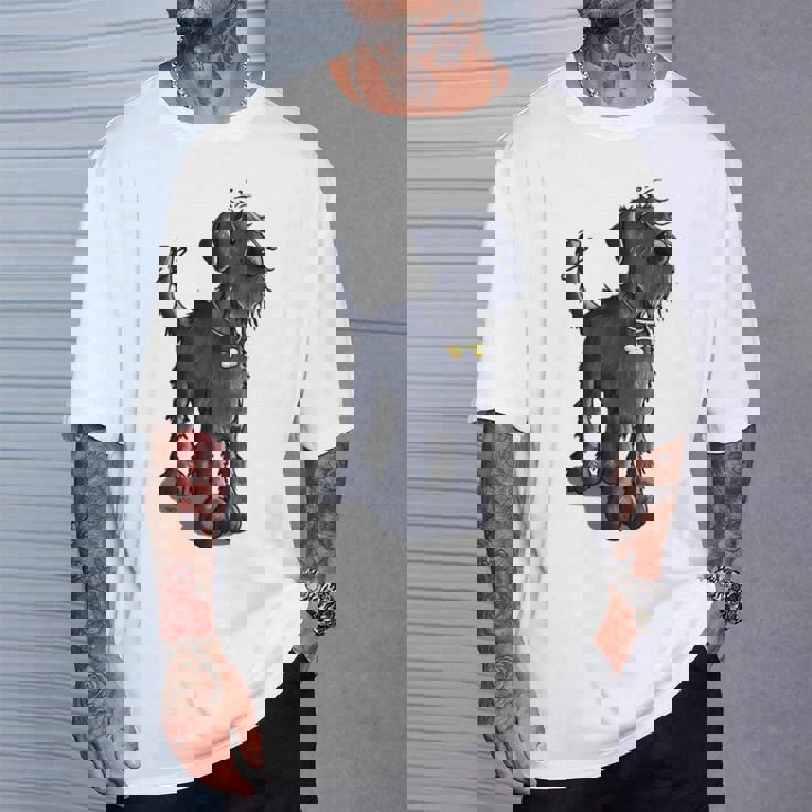 愉快なジャイアントシュナウザー Ichnauzer ギフト ドッグファン 長袖tシャツ Tシャツ 彼への贈り物