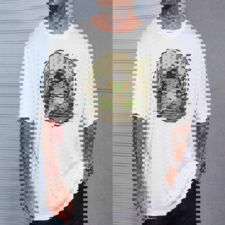 日本の不機嫌なカエル浮世絵 アニメ 日本アート Tシャツ 彼への贈り物