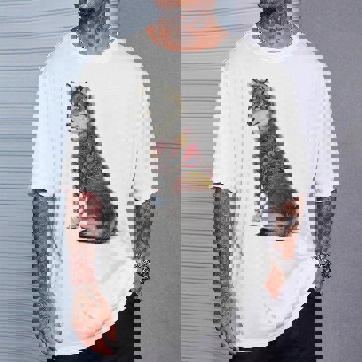 灰色オオカミ 伝統的な日本の龍の入れ墨 入泉 Tシャツ 彼への贈り物