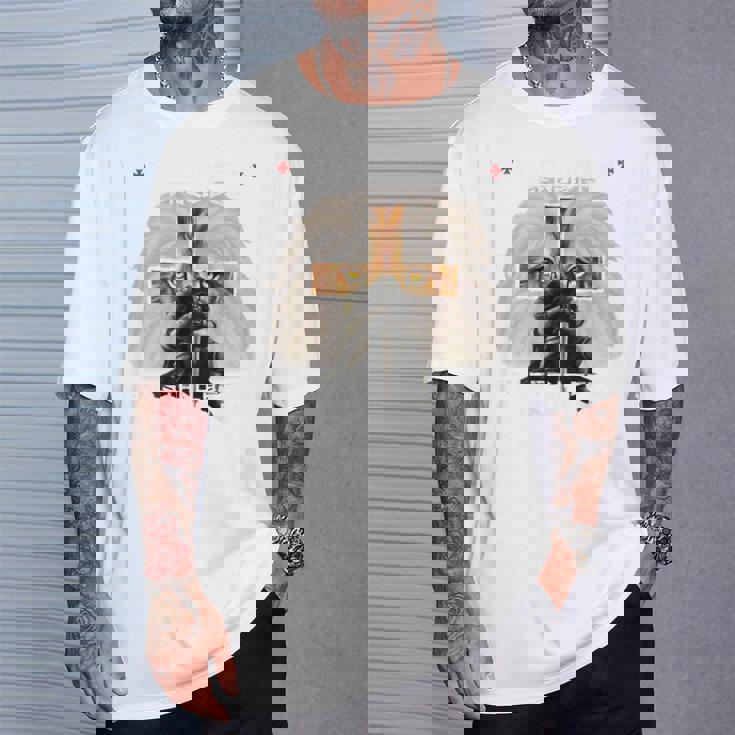 祈り 戦士 ライオン ユダ グラフィック クリスチャン クロスバック プリント Tシャツ 彼への贈り物